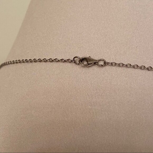 NECKLACE STERLING SILVER 925 17” CRYSTALS PEAR SHAPE PENDANT BLING SPARKLE - Picture 6 of 8